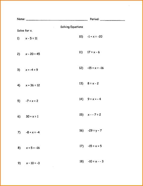 Algebra Solving Equations Worksheet Myschoolsmath Com Algebra Equation Worksheet - Algebra Equation Worksheet