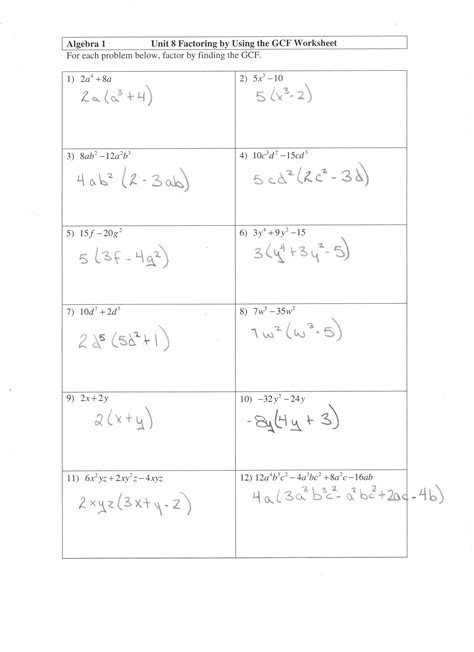 Algebra Worksheet Section 10 5 Factoring Polynomials Of The Form