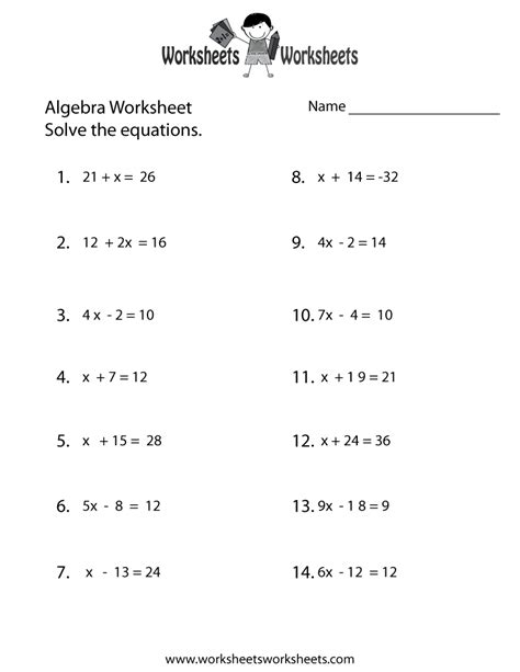 Algebra Worksheets Math Drills Math Worksheets For Algebra - Math Worksheets For Algebra
