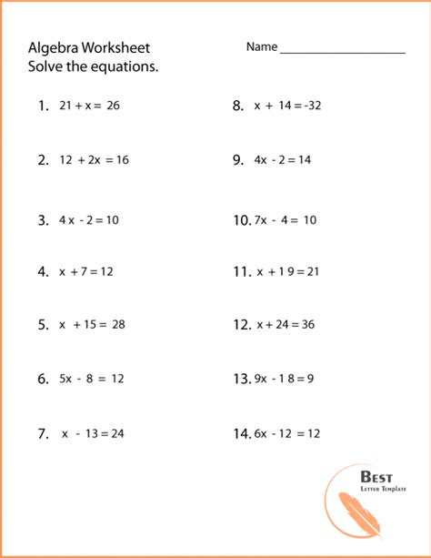 Algebra Worksheets Math Is Fun Basic Algebra Worksheet With Answers - Basic Algebra Worksheet With Answers
