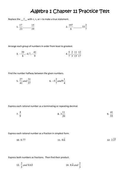 Download Algebra 1 Chapter 11 Test Form 2D 