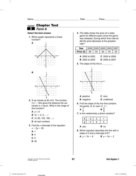 Download Algebra 1 Chapter 2 Test Answers 