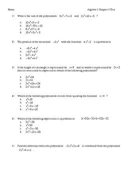 Download Algebra 1 Chapter 6 Test Answers 