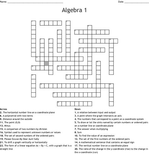 Download Algebra 1 Crossword Puzzle Answers 