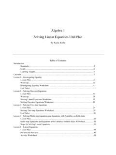 Full Download Algebra 1 Solving Linear Equations Unit Plan 