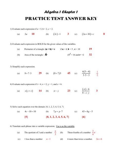 Read Online Algebra 1A Benchmark Test 1 Answers 