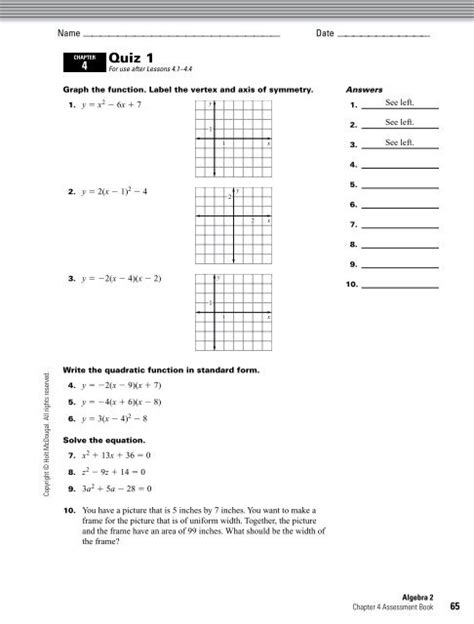 Read Online Algebra 2 Assessment Book Answers 