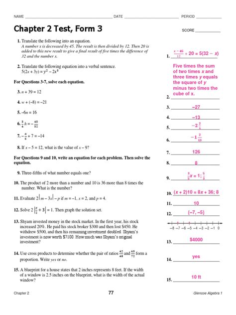 Full Download Algebra 2 Chapter 3 Test Answers 