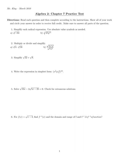 Download Algebra 2 Chapter 7 Test 