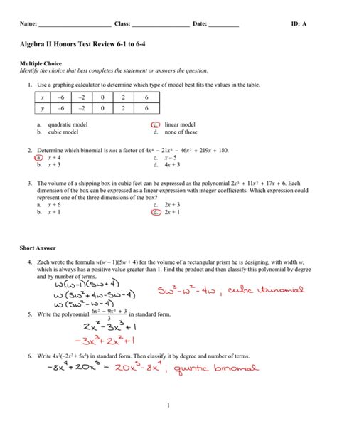 Full Download Algebra 2 Honors Chapter 6 Test Review Ms Astete 
