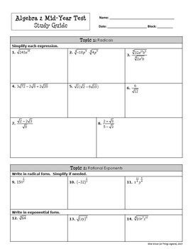 Download Algebra 2 Midterm Study Guide 