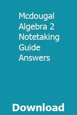 Read Algebra 2 Note Taking Guide Answers 