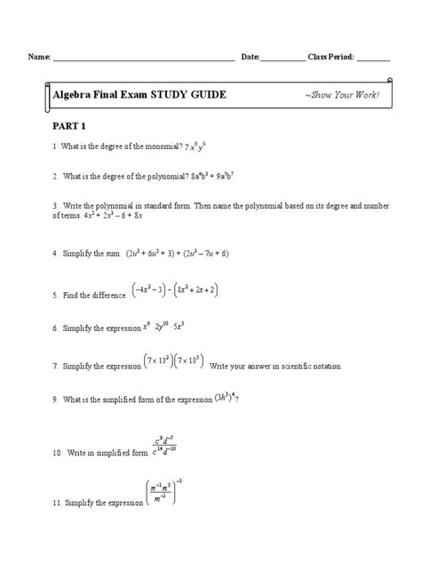 Full Download Algebra 2 Semester Study Guide Answers 
