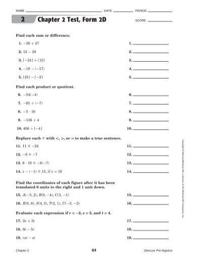 Read Online Algebra 2 Test Form 2D Answers 
