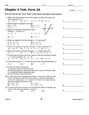 Full Download Algebra Chapter 4 Test 