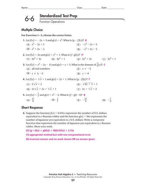 Read Online Algebra Chapter Test Form G Answers 