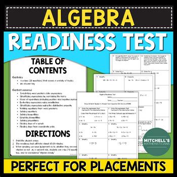 Read Algebra Readiness Assessment Test Sample Problems 