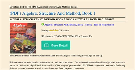 Read Online Algebra Structure And Method Book 1 Answers 