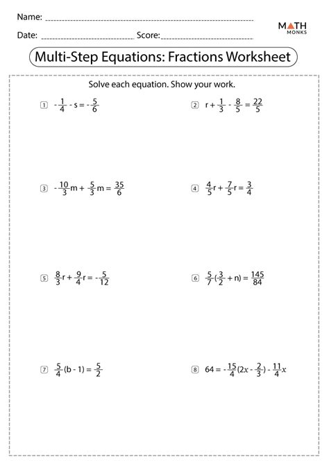 Algebraic Equations With Fractions Worksheets Kiddy Math Solving Algebraic Equations With Fractions Worksheet - Solving Algebraic Equations With Fractions Worksheet
