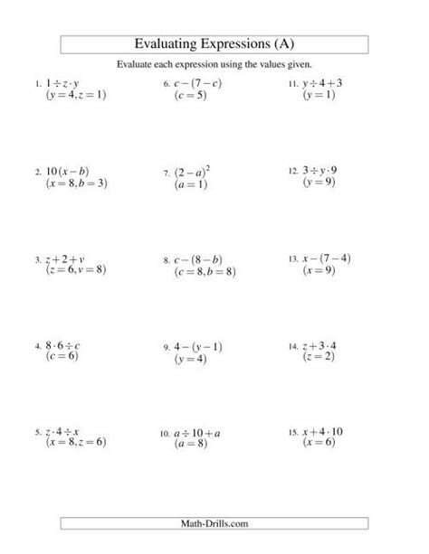 Algebraic Expressions Worksheets Evaluating Two Variables Worksheets Two Variable Equations Worksheet - Two Variable Equations Worksheet