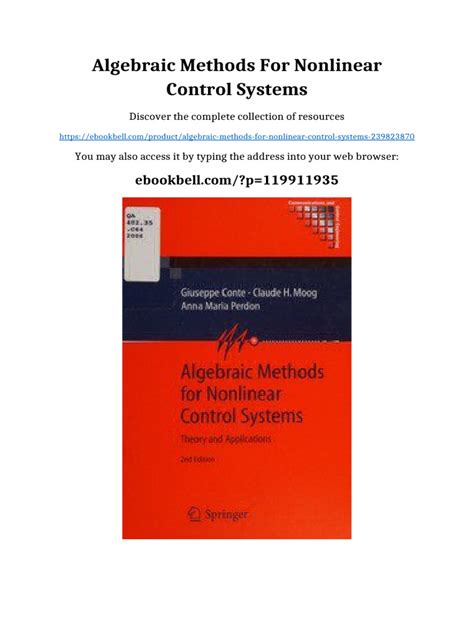 Algebraic Methods For Nonlinear Control Systems Communications And Control Engineering