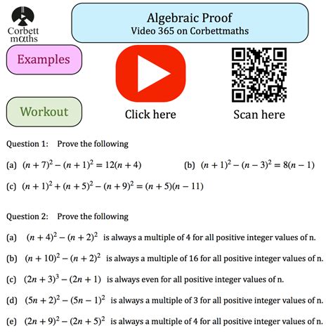 Algebraic Proof Practice Questions Corbettmaths Worksheet Algebraic Proof - Worksheet Algebraic Proof
