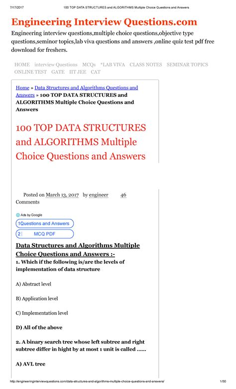 Read Algorithm Multiple Choice Questions And Answers 