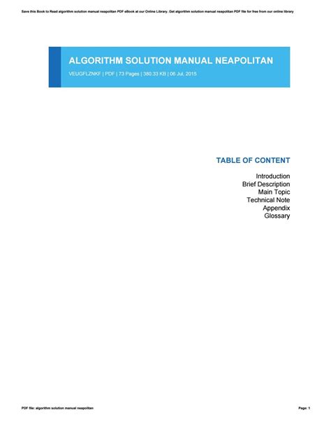 Read Online Algorithm Solution Manual Neapolitan 