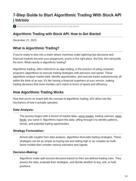algorithmic trading step by step strategies and t