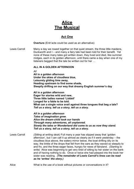 Alice The Musical Play Script