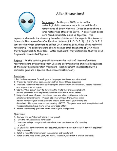 Alien Encounters Biology Worksheet Answers 2 Pix Erik18 Alien Encounters Biology Worksheet Answers - Alien Encounters Biology Worksheet Answers