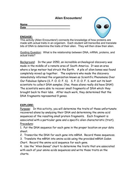Alien Encounters Worksheet Alien Encounters Biology Worksheet Answers - Alien Encounters Biology Worksheet Answers
