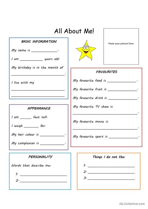 All About Me Esl Worksheet   393 All About Me English Esl Worksheets Pdf - All About Me Esl Worksheet