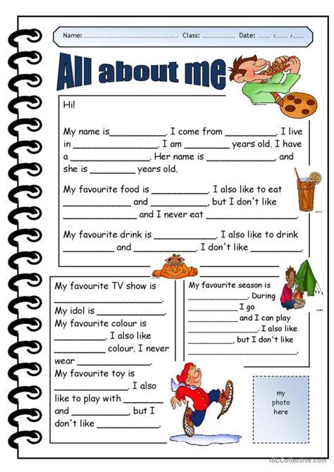 All About Me Worksheets Esl Printables All About Me Esl Worksheet - All About Me Esl Worksheet