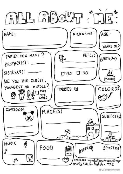 All About Me Worksheets For Esl Adults Hereu0027s All About Me Esl Worksheet - All About Me Esl Worksheet