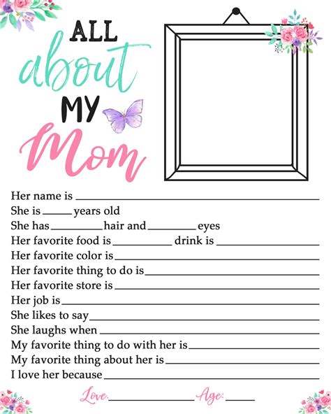 All About My Mom Printable Amp Craft Miss Mother S Day Book For Kindergarten - Mother's Day Book For Kindergarten