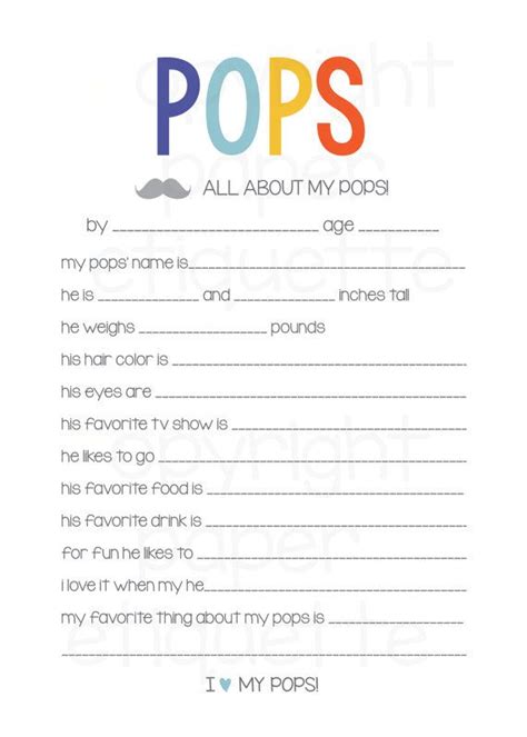 All About My Pops Fatheru0027s Day Questionnaire Coloring All About My Day - All About My Day