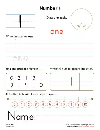 All About Number 1 Worksheet Primarylearning Org All About The Number 1 - All About The Number 1