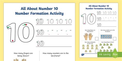 All About Number 10 Number Formation Worksheet Twinkl Number 10 Worksheet - Number 10 Worksheet