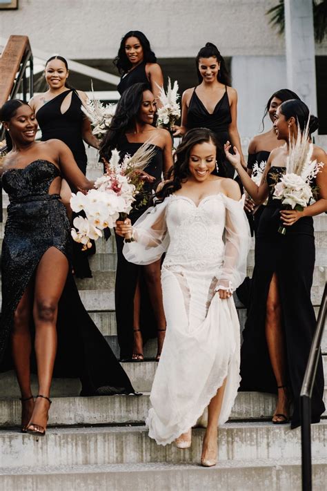 All Black With Different Bridesmaid Dresses Weddings