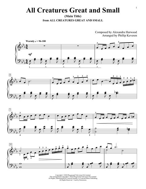 all creatures theme sheet music pearson