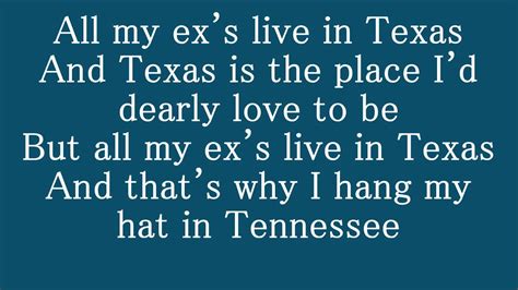all my exes live in texas lyrics