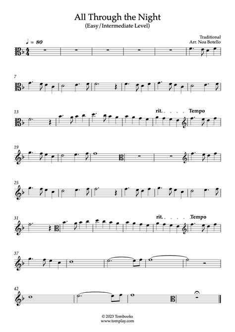 All Through The Night Easy Piano Sheet Music Pdf