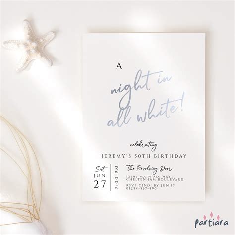 All White Theme Teen Party Invitations