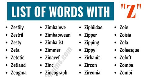 All Words With Z As Sixth Letter 6 Letter Words With Z - 6 Letter Words With Z