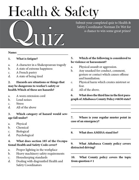Read All The Questions Answers From Health And Safety Test 