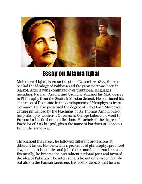 allama iqbal small biography