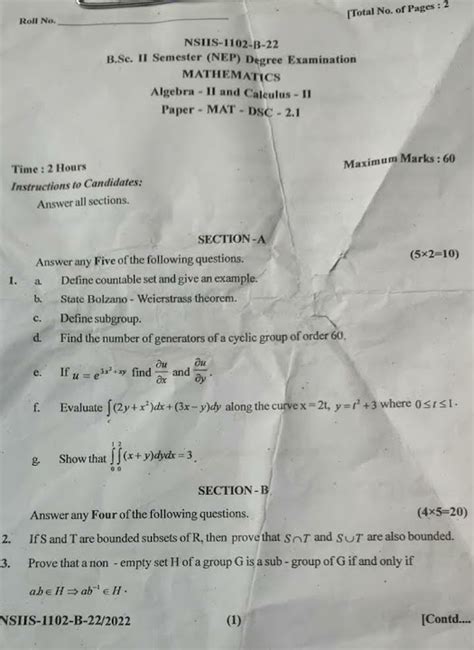 Full Download Allied Maths Question Paper Second Sem 