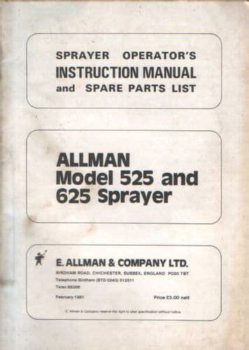 allman 625 operators manual