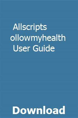 allscripts followmyhealth user guide